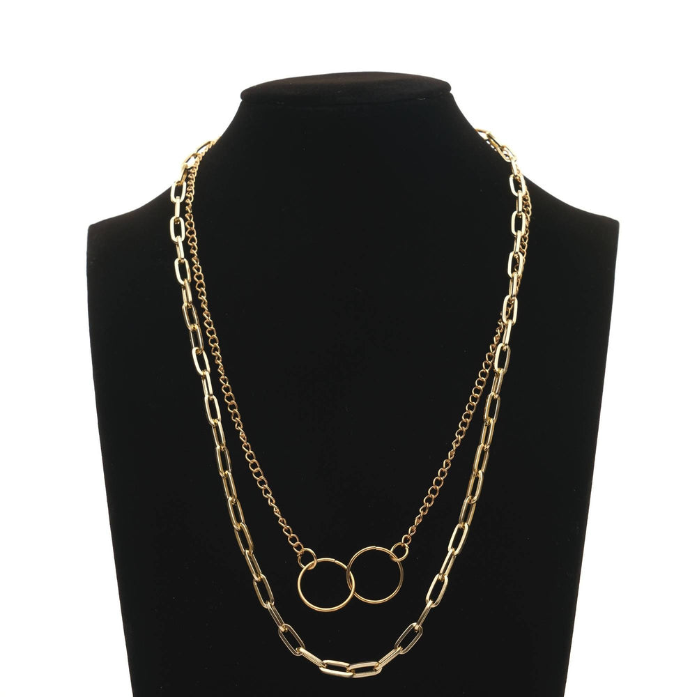 J. By Jee Dual Interlock Rings in Gold Chain Necklace Necklaces J By Jee 