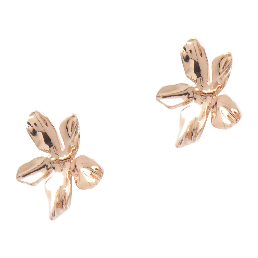 Rosin Rose - Everyday floral Stud Earrings in Yellow Gold, Rose Gold or Rhodium Plating - Earring Studs - Forest Jewelry - Naiise