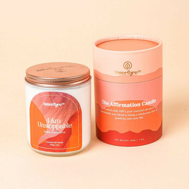 I AM UNSTOPPABLE Candle: Peppermint, Blood Orange, Sage Scented Candles Innerfyre Co 