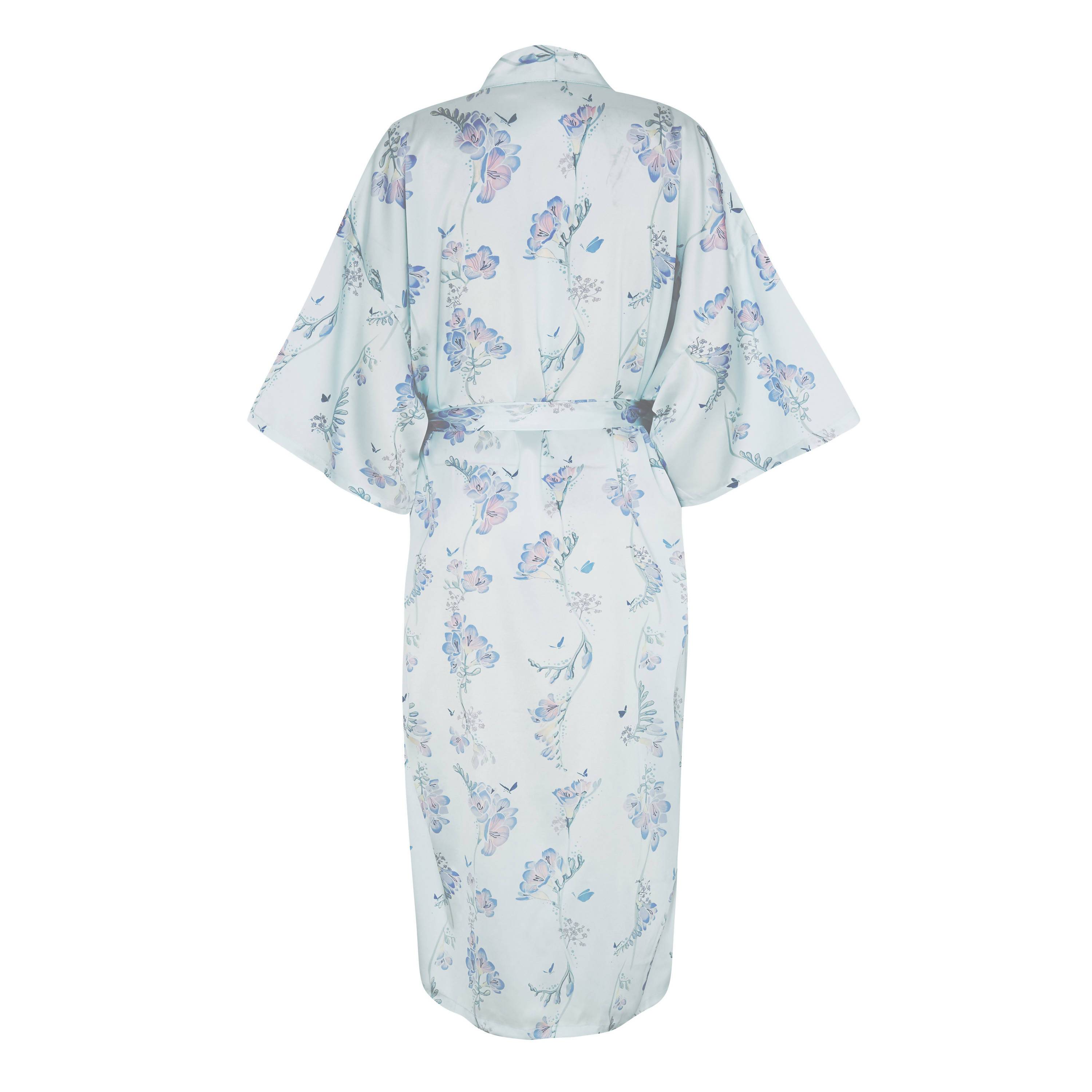 Flirty Freesias Kimono Robe (Ankle) - Sleepwear for Women - The Mariposa Collection - Naiise