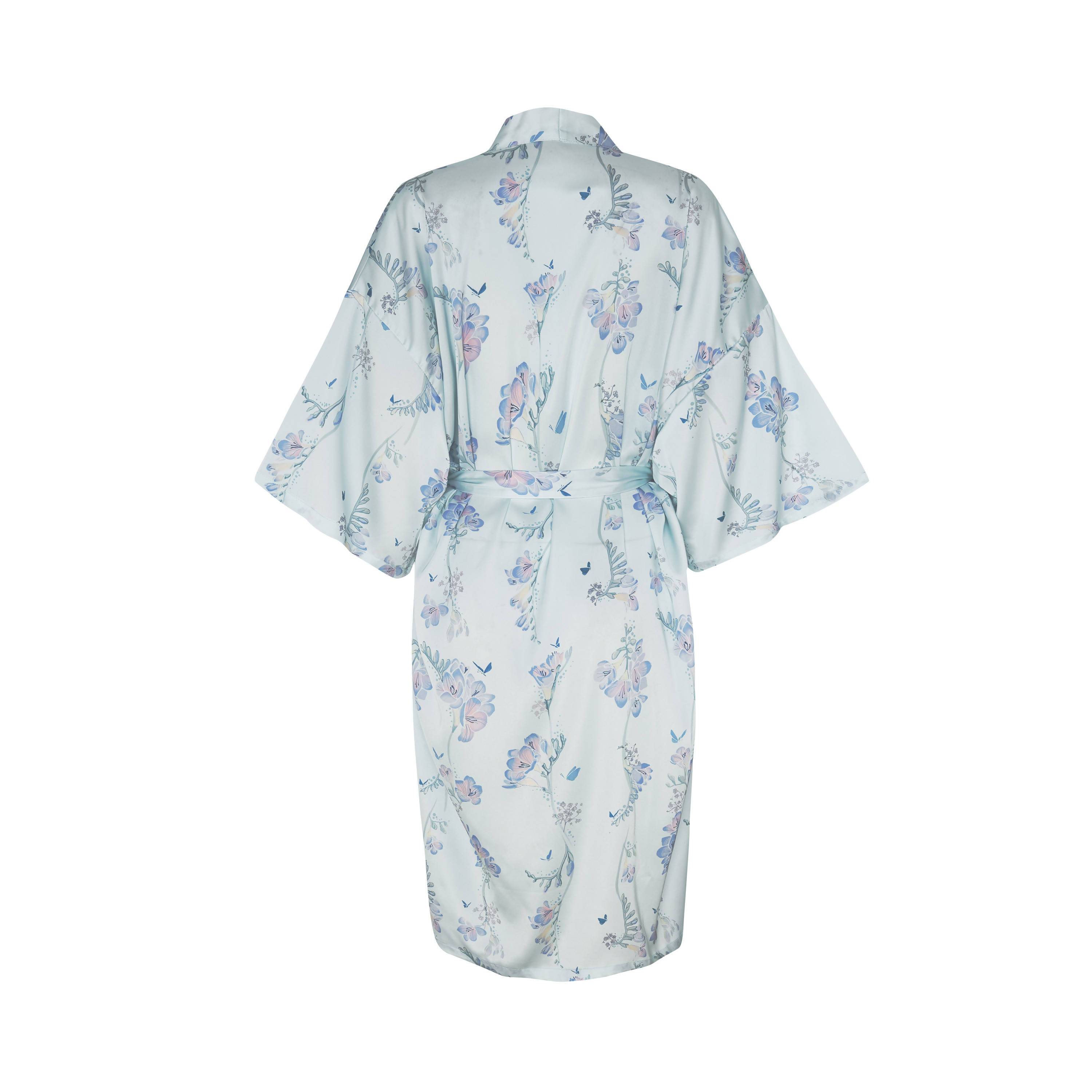 Flirty Freesias Kimono Robe (Midi) - Sleepwear for Women - The Mariposa Collection - Naiise