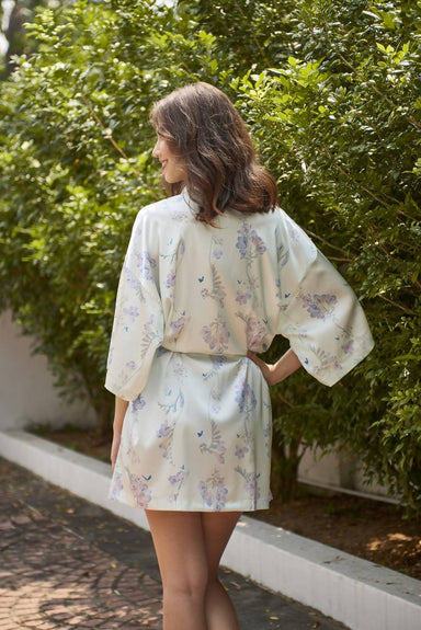 Flirty Freesias Kimono Robe (Short) - Sleepwear for Women - The Mariposa Collection - Naiise