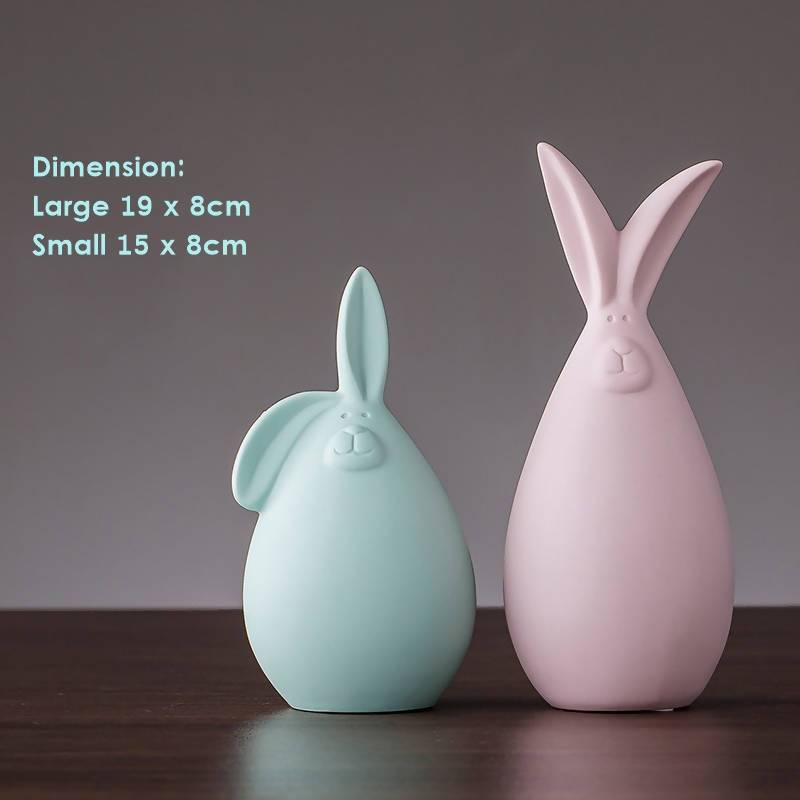 Macaron Ceramic Set of 2 Balloon Bunny Figurine - Nursery Décor - After Organic - Naiise