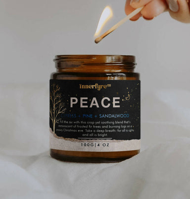 Peace Candle: Cypress + Pine + Sandalwood Scented Candles Innerfyre Co 