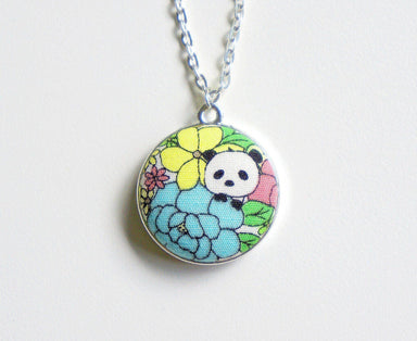 Haruki Panda Handmade Fabric Button Necklace - Necklaces - Paperdaise Accessories - Naiise