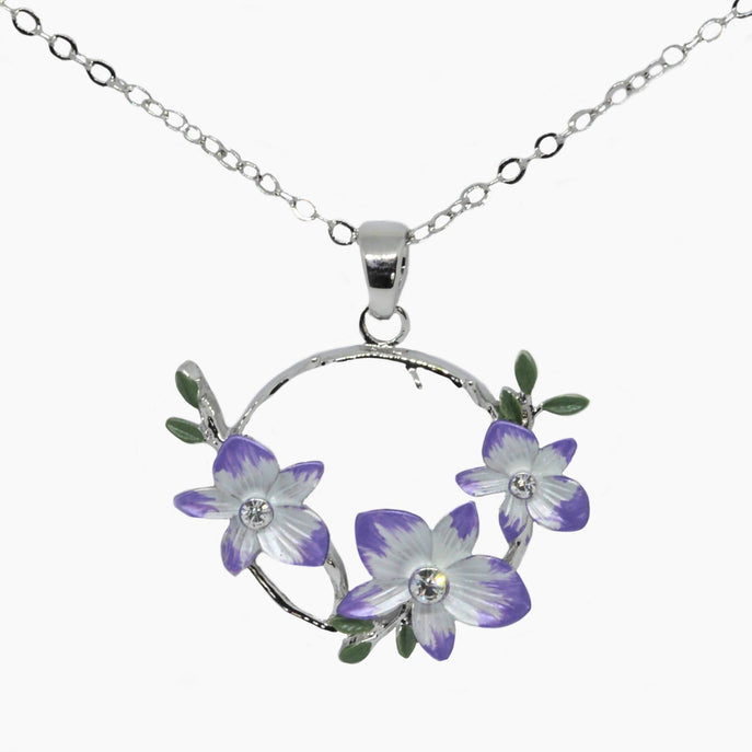Laelie- 2 Tone Orchid Pendant Set in Rhodium Plating - Pendants - Forest Jewelry - Naiise