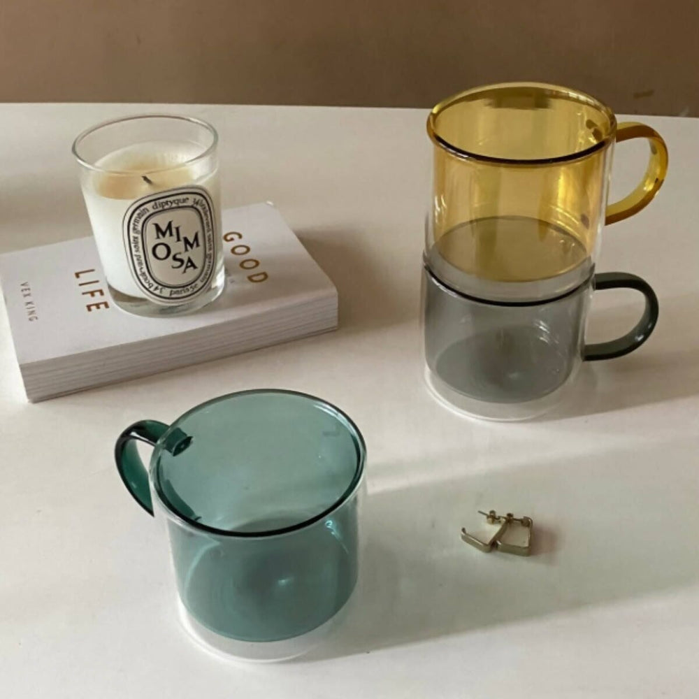 Hues Borosilicate Series Glass Mug Cups Curates Co 