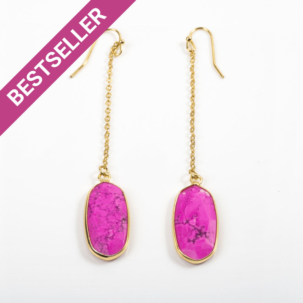 Pink Howlite Chain Earrings Earrings Colour Addict Jewellery 