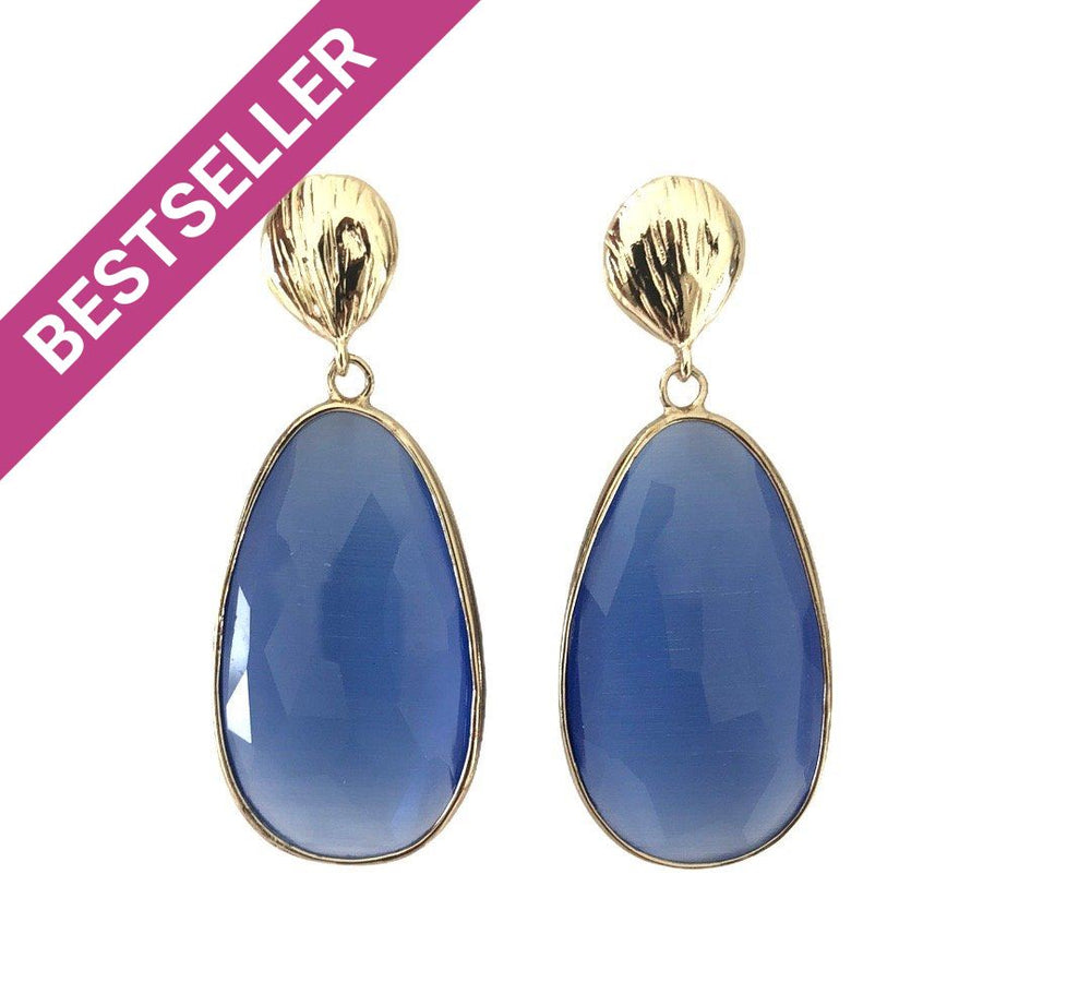 Light Blue Catseye Teardrop Earrings Earrings Colour Addict Jewellery 