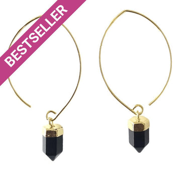 Black Onyx Semi Hoops Earrings Colour Addict Jewellery 