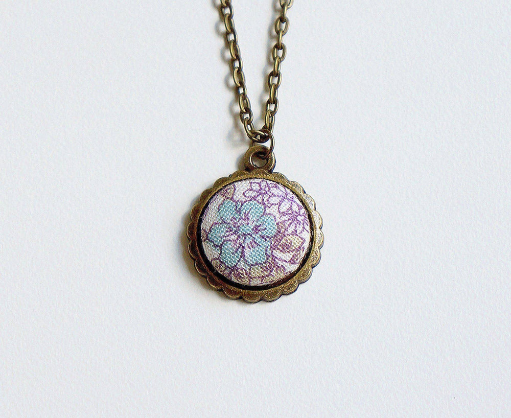 Julia Rose Handmade Fabric Button Necklace - Necklaces - Paperdaise Accessories - Naiise