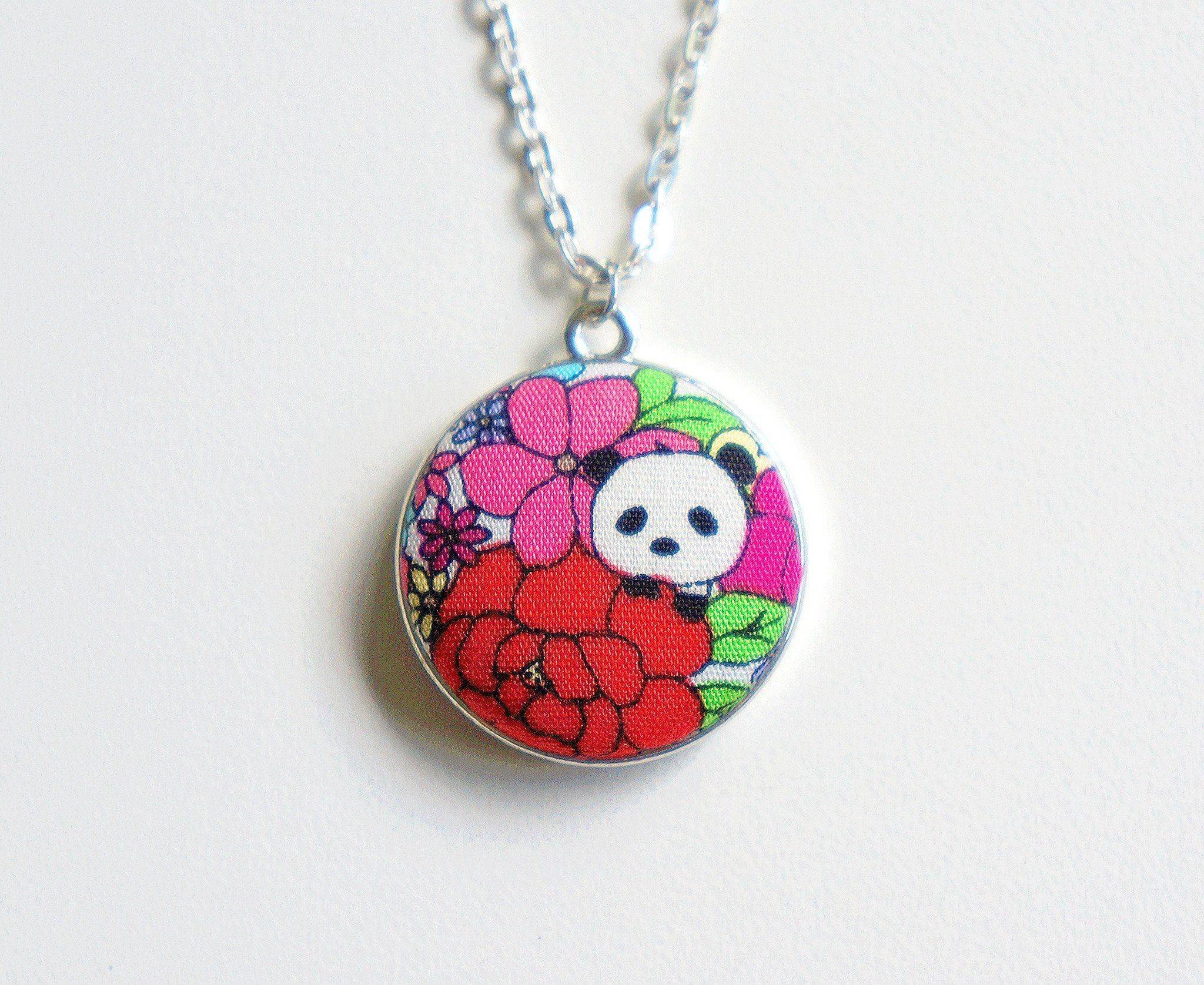 Kazumi Panda Handmade Fabric Button Necklace - Necklaces - Paperdaise Accessories - Naiise