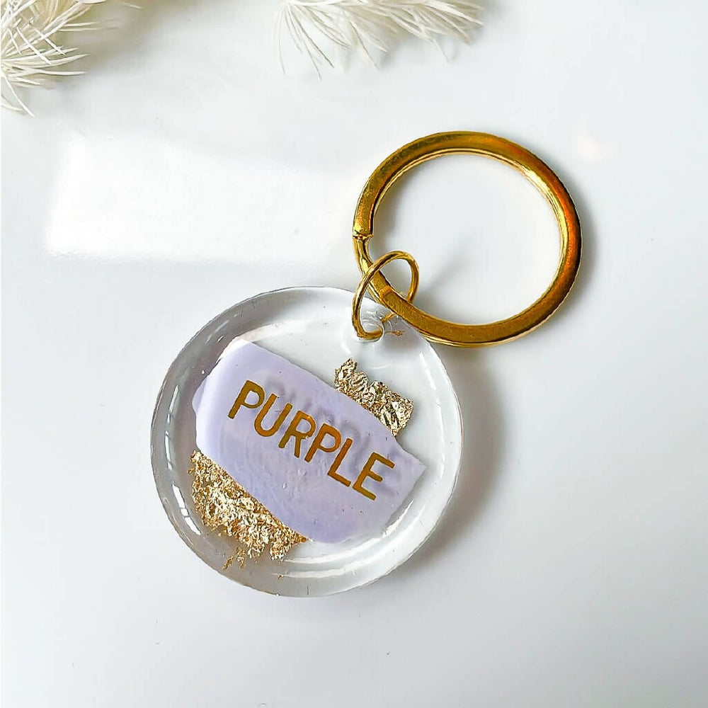 Round Button Resin Keychain Keychains redvelvetartz Purple 