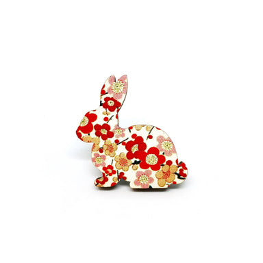Kimono Rabbit Wooden Brooch Pin - Brooches - Paperdaise Accessories - Naiise