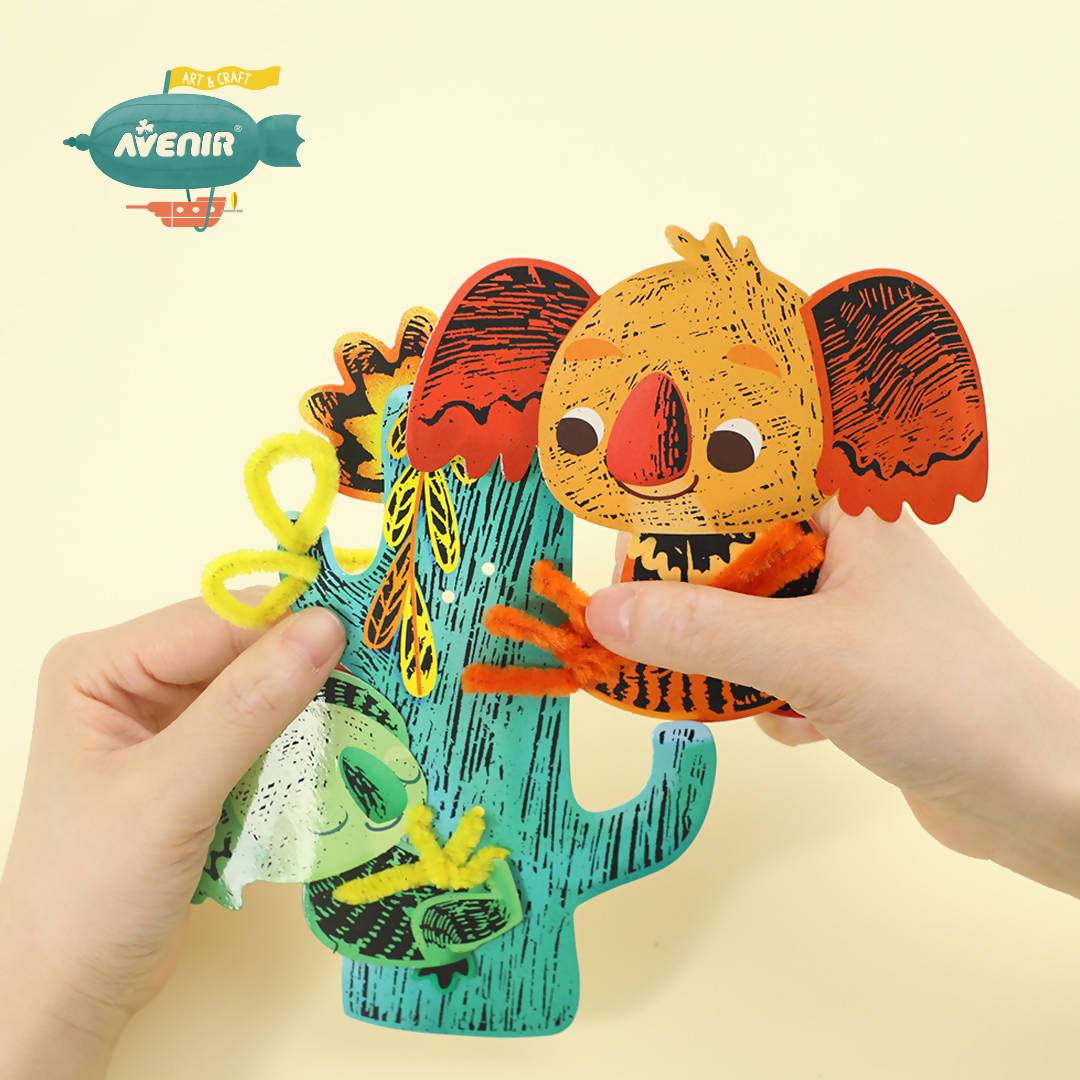 Avenir Scratch Art with Fuzzy Sticks Kids Activity Kits DUCKS N CRAFTS 