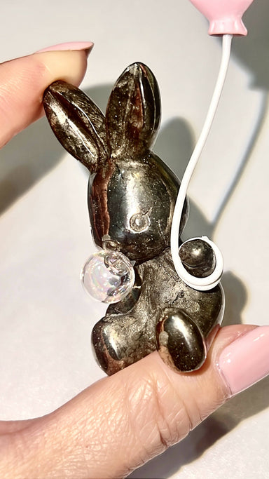 Limited Edition Custom Made Nubït Pyrite Bunny Crystal Carvings Home Decor So Cristallized by Lena 
