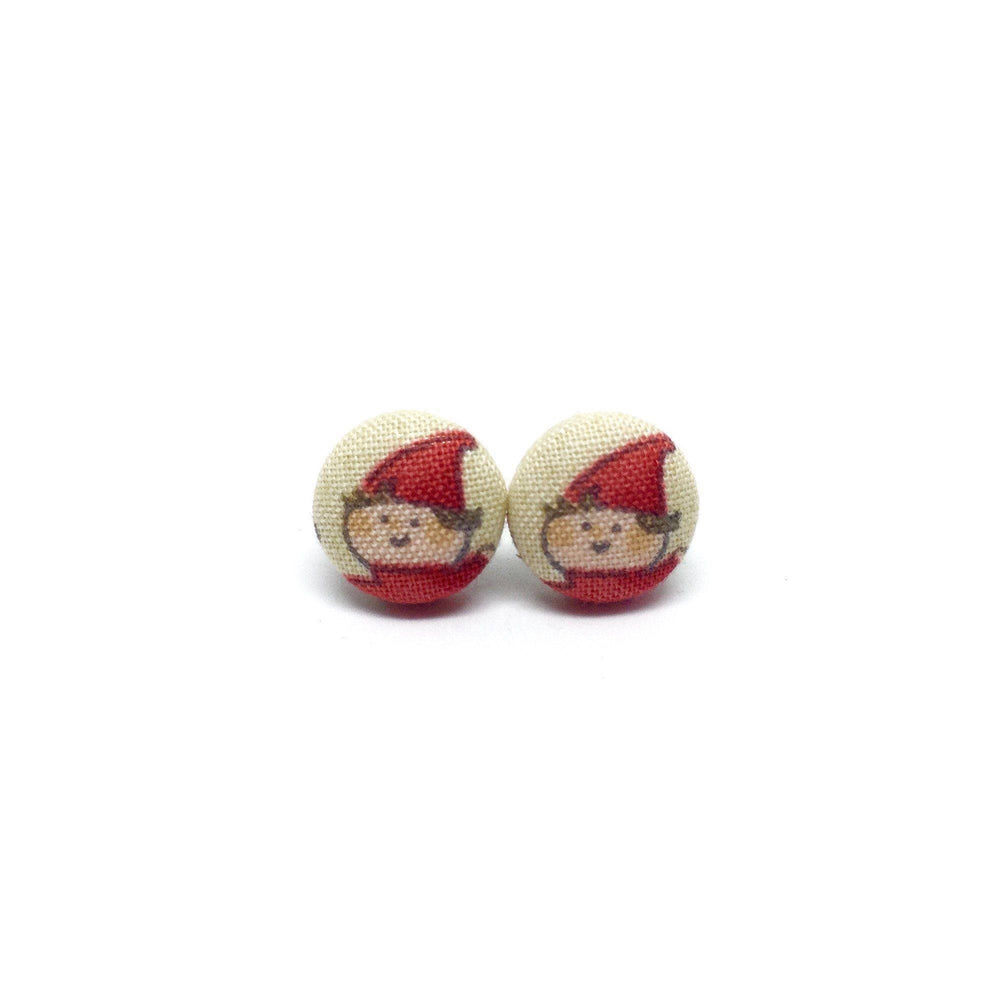 Little Elves Handmade Fabric Button Christmas Earrings - Earrings - Paperdaise Accessories - Naiise