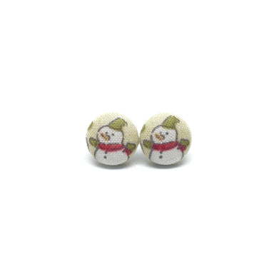 Little Snowman Handmade Fabric Button Christmas Earrings - Earrings - Paperdaise Accessories - Naiise