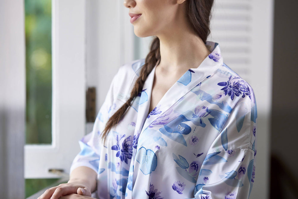 Lotus Flower Kimono Robe (Ankle) - Sleepwear for Women - The Mariposa Collection - Naiise