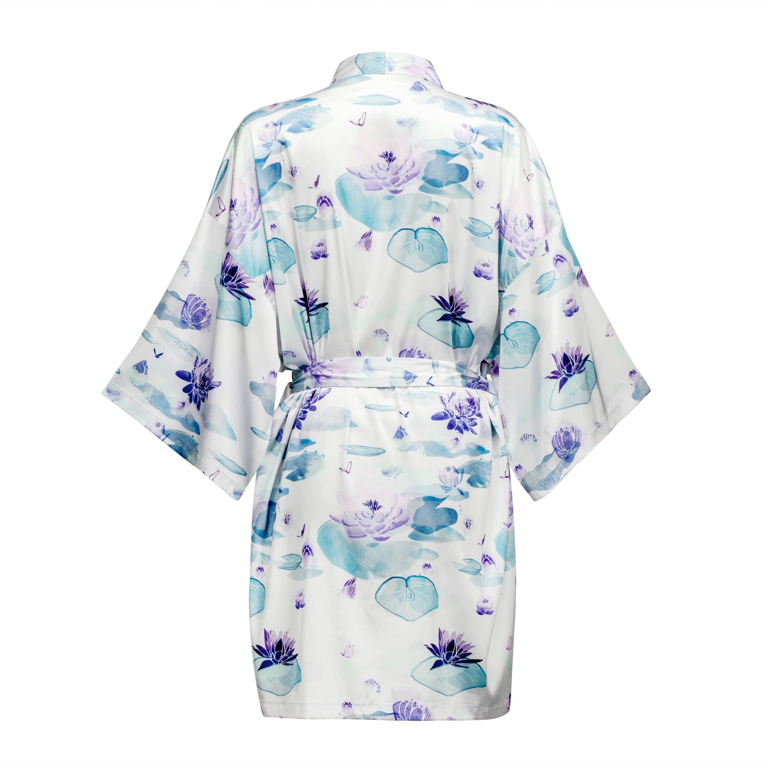 Lotus Flower Kimono Robe (Short) - Sleepwear for Women - The Mariposa Collection - Naiise