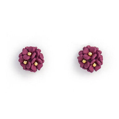 Dainty Gold Plated Flower Bouquet Earrings Earring Studs Forest Jewelry Berry Purple 