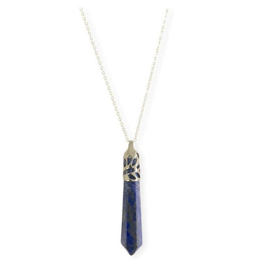 Bullet Shape Lapis Lazuli Necklace in White Gold Necklaces Colour Addict Jewellery 