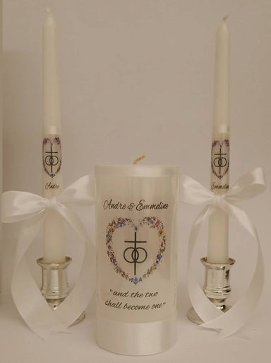 Unity/Wedding Candles Set Floral Garden Heart Design Customisation St Michael Gifts 