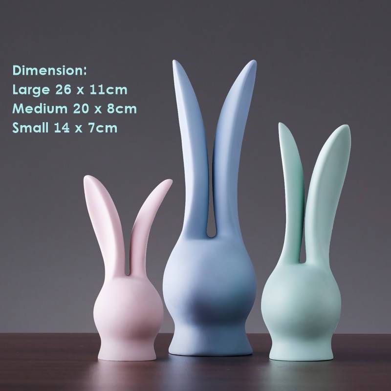 Home Display Macaron Animals Pastel Ceramic Figurines birthday housewarming gift Nursery Décor After Organic Set of 3 Rabbit 