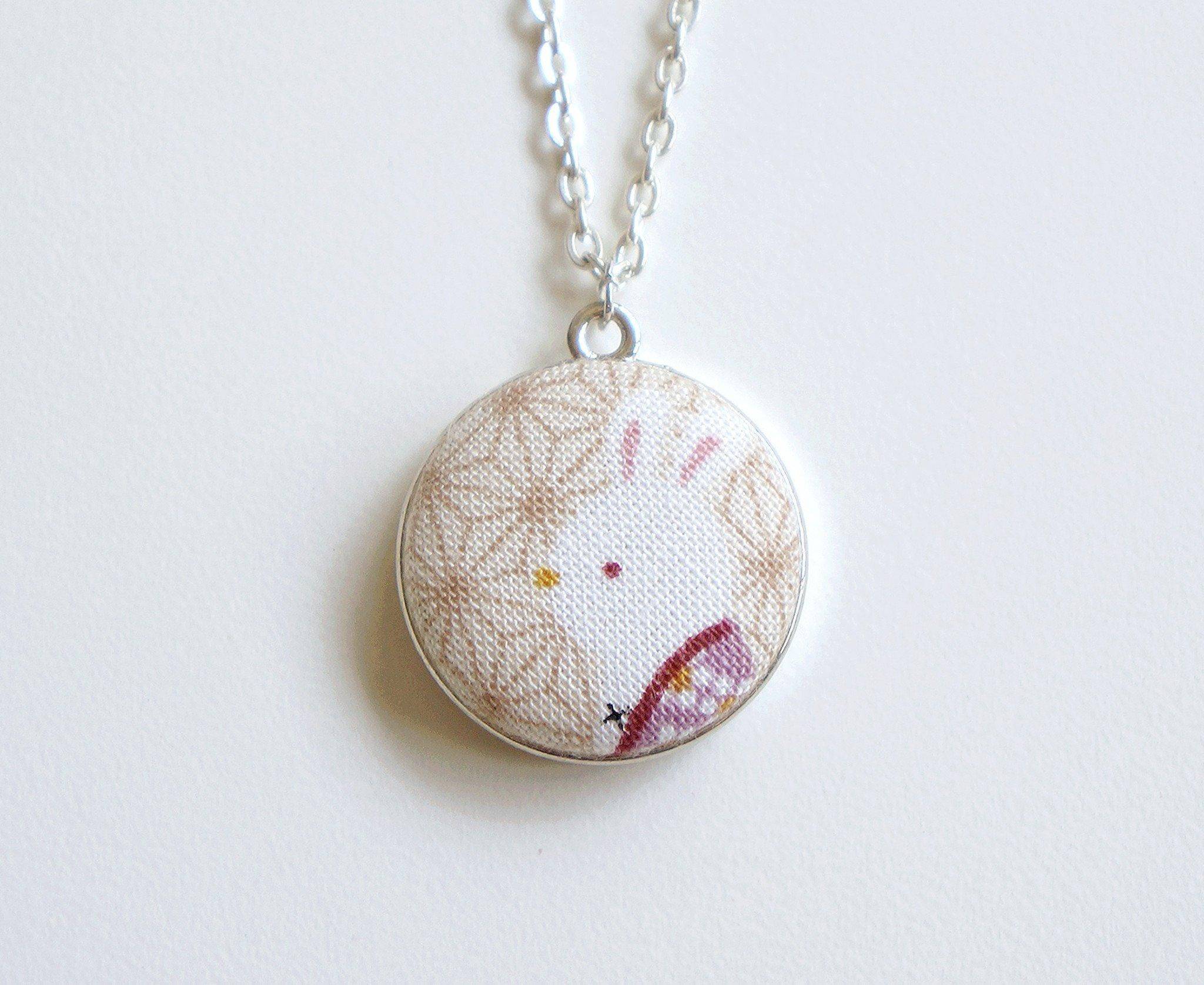 Maeko Bunny Handmade Fabric Button Necklace - Necklaces - Paperdaise Accessories - Naiise