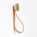 Round Beech Wood & Brass Wall Mounted Hook / Hanger with Leather Strap Home Decor 5mm Paper Diameter 5cm 