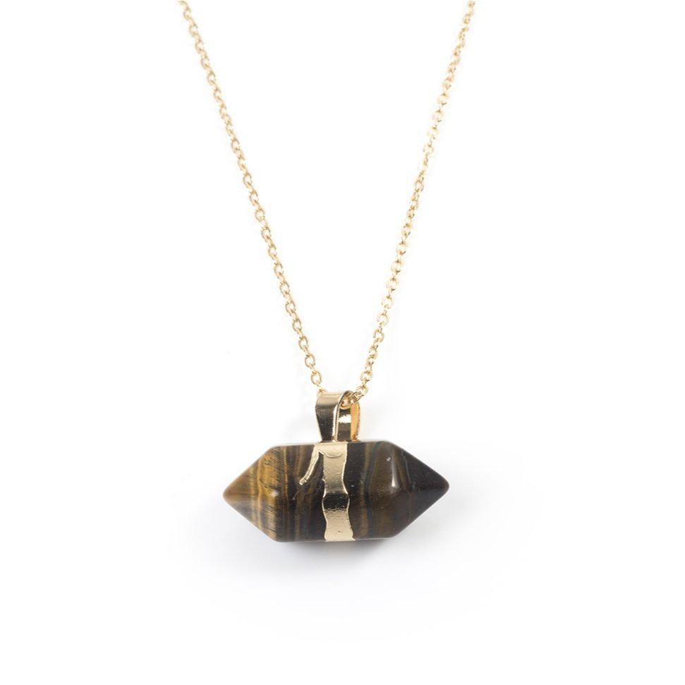 Tigers Eye Hexagonal Necklace Necklaces Colour Addict Jewellery 