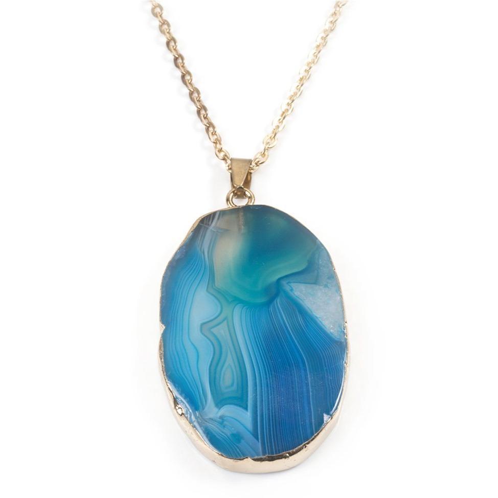 Natural Blue Agate Pendant Necklaces Colour Addict Jewellery 