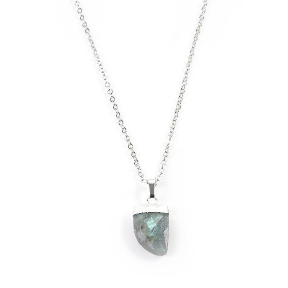 Labradorite Claw Necklace in White Gold Necklaces Colour Addict Jewellery 