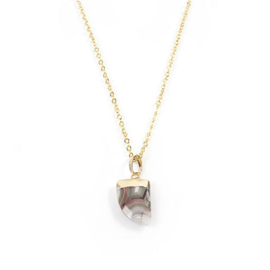 Mexican Grey Agate Claw Necklace in Yellow Gold Necklaces Colour Addict Jewellery 