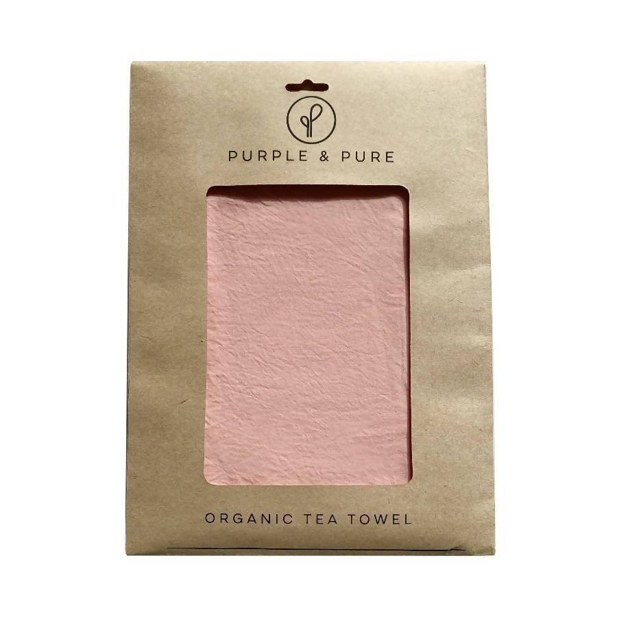 Organic Tea Towel - Ayurvedic Herb Dyed Tea Towels Purple & Pure 