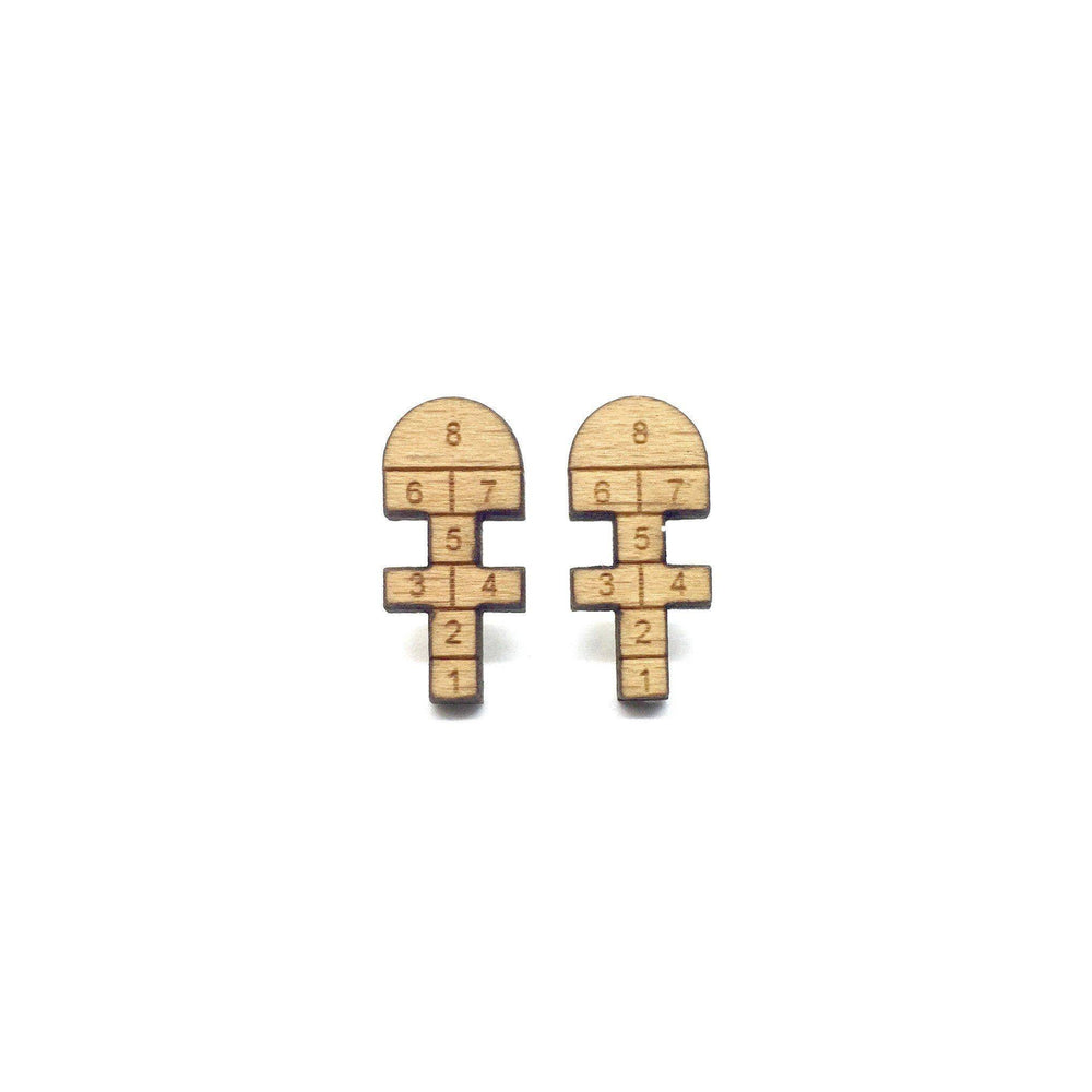 Old School Hopscotch Laser Cut Wood Earrings - Earrings - Paperdaise Accessories - Naiise