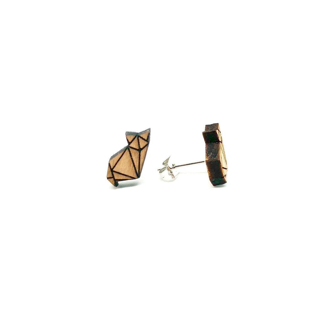 Origami Paper Fox Laser Cut Wood Earrings - Earrings - Paperdaise Accessories - Naiise