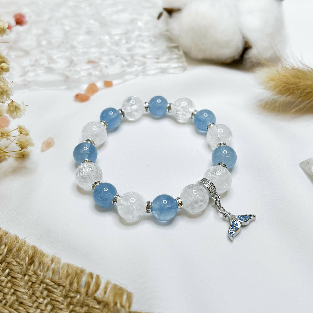 Aquamarine (Stainless Steel Tail Charm) Crystal Bracelet Women's Bracelets Ameliorate Crystals 