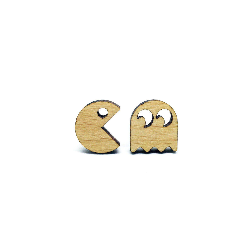 PacMan Laser Cut Wood Earrings - Earrings - Paperdaise Accessories - Naiise