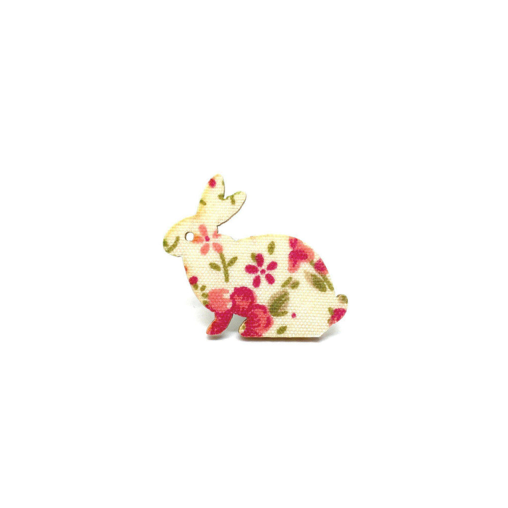Pink Floral Rabbit Wooden Brooch - Brooches - Paperdaise Accessories - Naiise