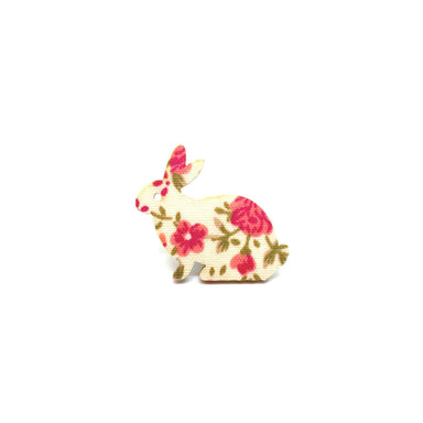 Pink Floral Rabbit Wooden Brooch - Brooches - Paperdaise Accessories - Naiise