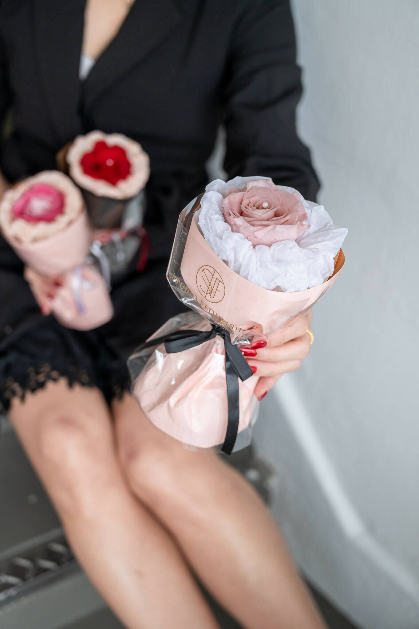One Love Rose Bouquet - Preserved Flower Sets Studio Flourish Sweet Pink 