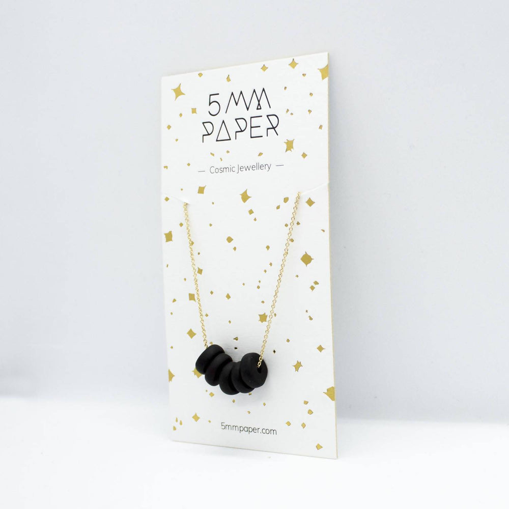 Gold Necklace - Black Disk Beads Necklaces 5mm Paper 