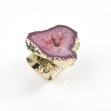Pink Agate Geode Ring Rings Colour Addict Jewellery 