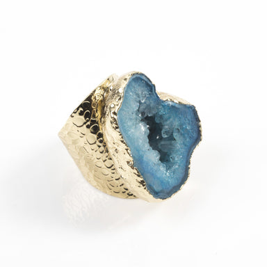 Blue Agate Geode Ring Rings Colour Addict Jewellery 