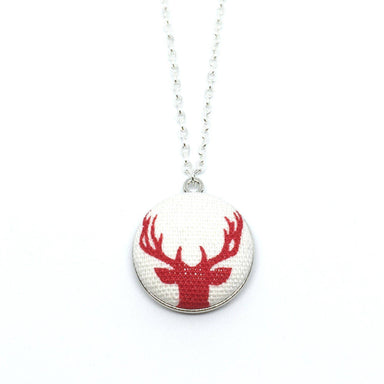Red Reindeer Handmade Fabric Button Christmas Necklace - Necklaces - Paperdaise Accessories - Naiise
