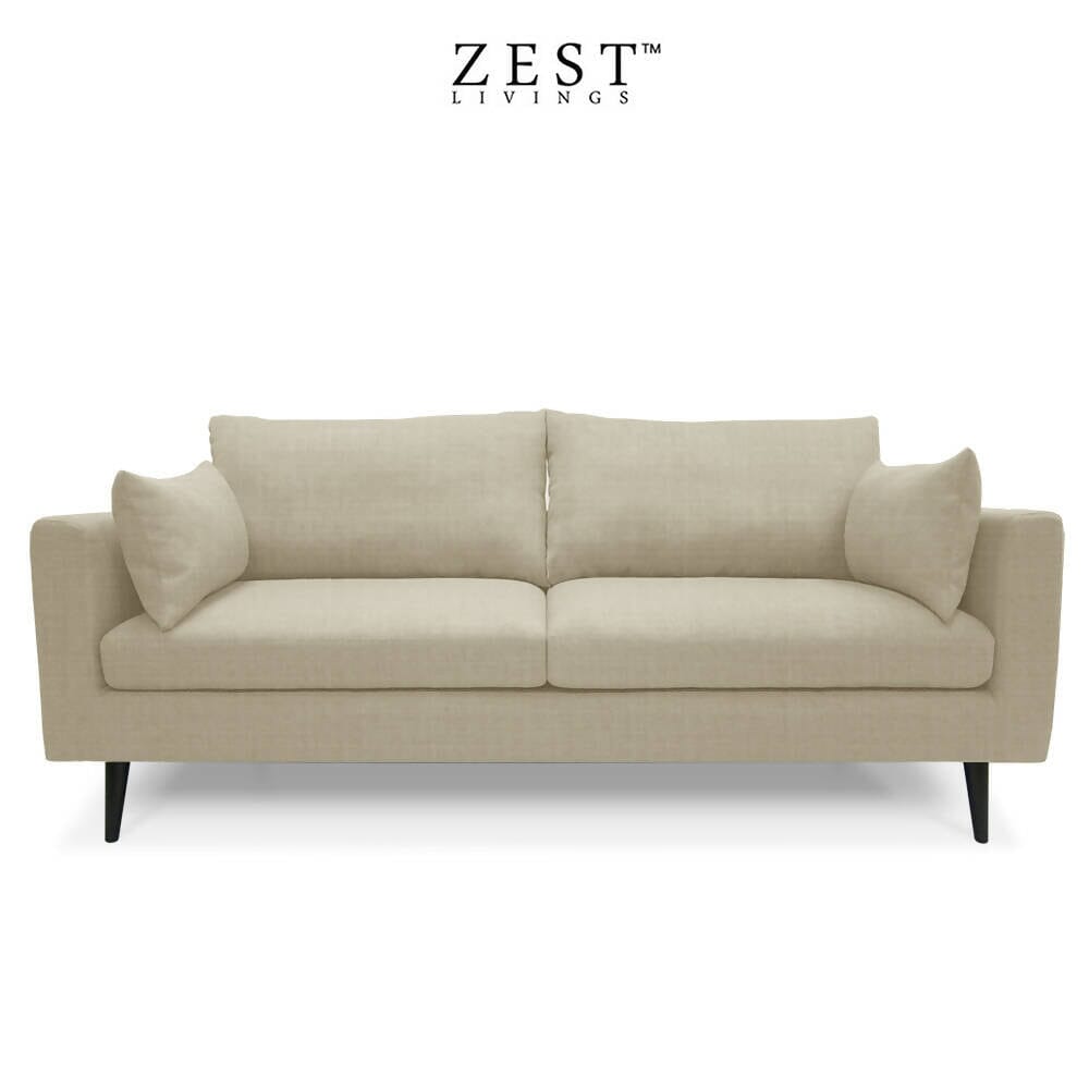 Benz 3 Seater Sofa | EcoClean Fabric Sofa Zest Livings Online Beige 