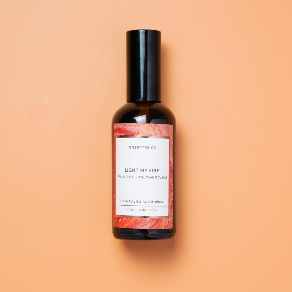 Light My Fire: Palmarosa, Rose, Ylang Ylang Essential Oil Spray Essential Oils Innerfyre Co 