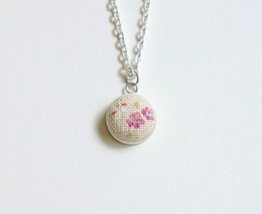 Rose Dew Handmade Fabric Button Necklace - Necklaces - Paperdaise Accessories - Naiise