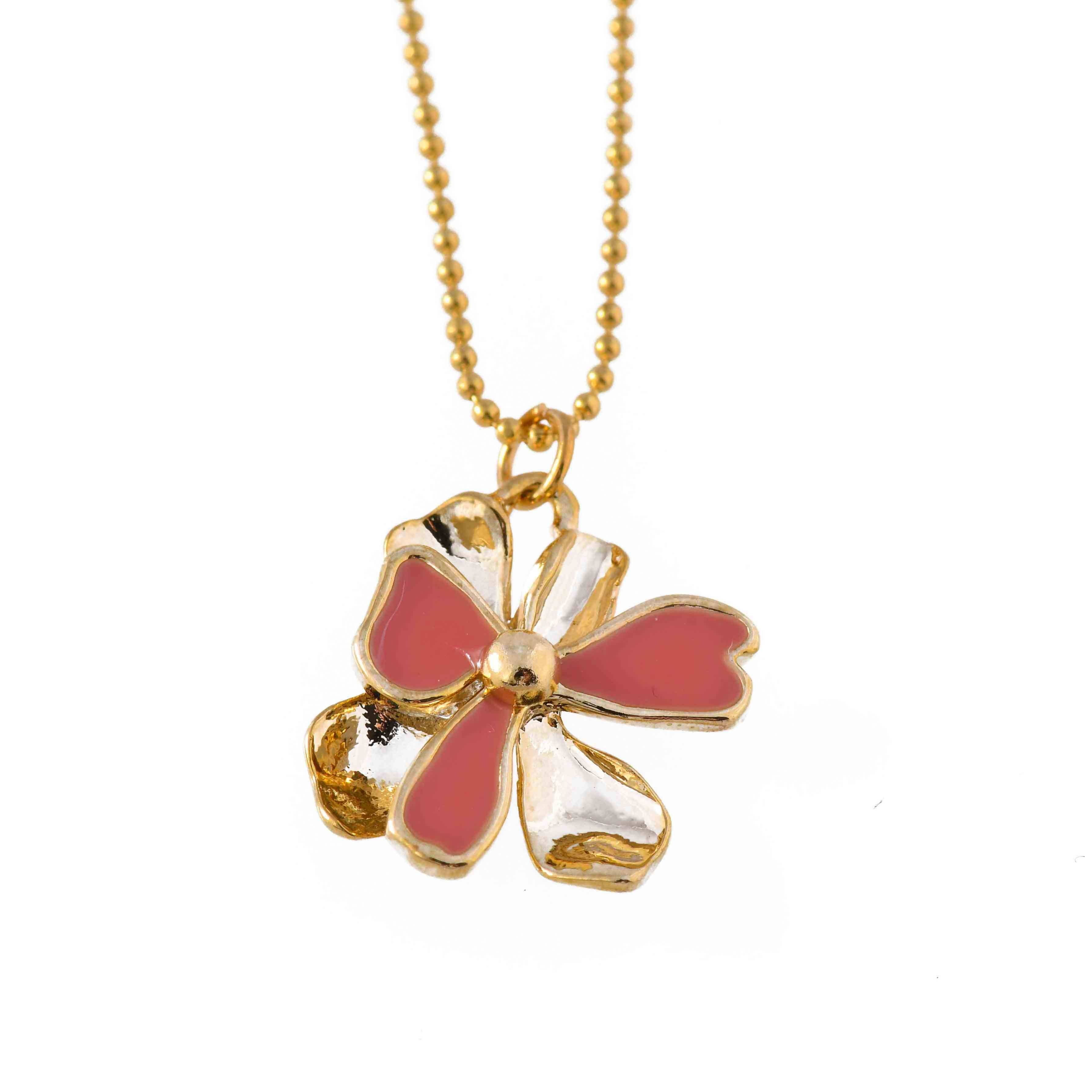 Delphinium- Flora Pendant in Yellow Gold Plating Pendants Forest Jewelry Pastel Pink 